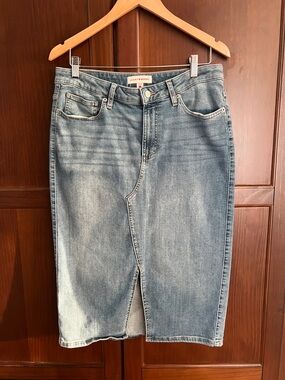 Lucky Brand Blue Denim Midi Skirt